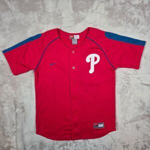 Nike Philadelphia Phillies Vintage Red Jersey Youth Medium Blank Back Y2K